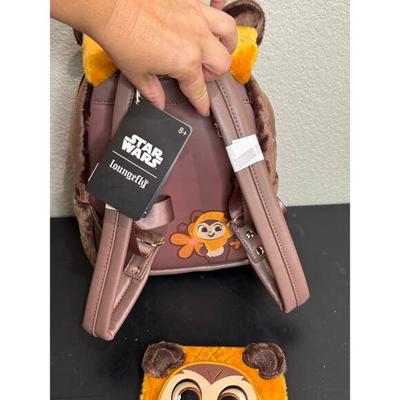 Loungefly Star Wars Plush Pocket Wicket Backpack and Wallet Set NWT main image 6